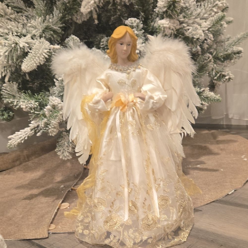 Elegant Angel Tree Topper with Gold Accents